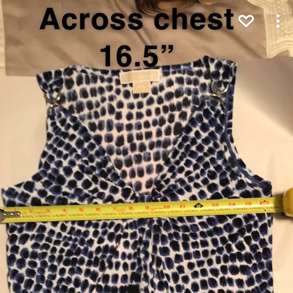NWOT Michael Kors Top Blue, black, white animal print size PS shoulder chain - Picture 10 of 10